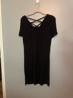 Black Crisscross Back Short Sleeve Dress Size Large